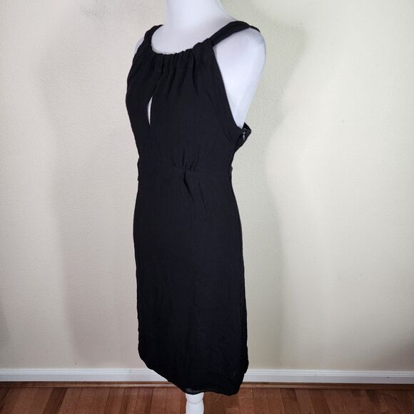 CUE Austrailia Women's Black Sleeveless Shift Dress Size 8 Rayon Keyhole - Picture 3 of 9